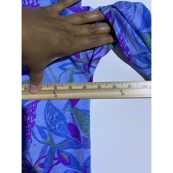 Vtg Fresh Produce Dress 16 Blue Purple Floral Hawaiian Lagenlook Lounge Beachy - Picture 8 of 10